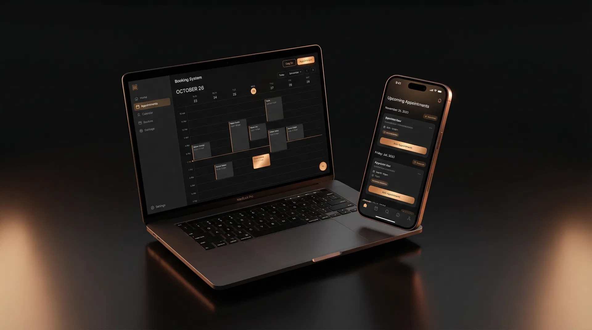 Digitales Buchungssystem auf Laptop und Smartphone