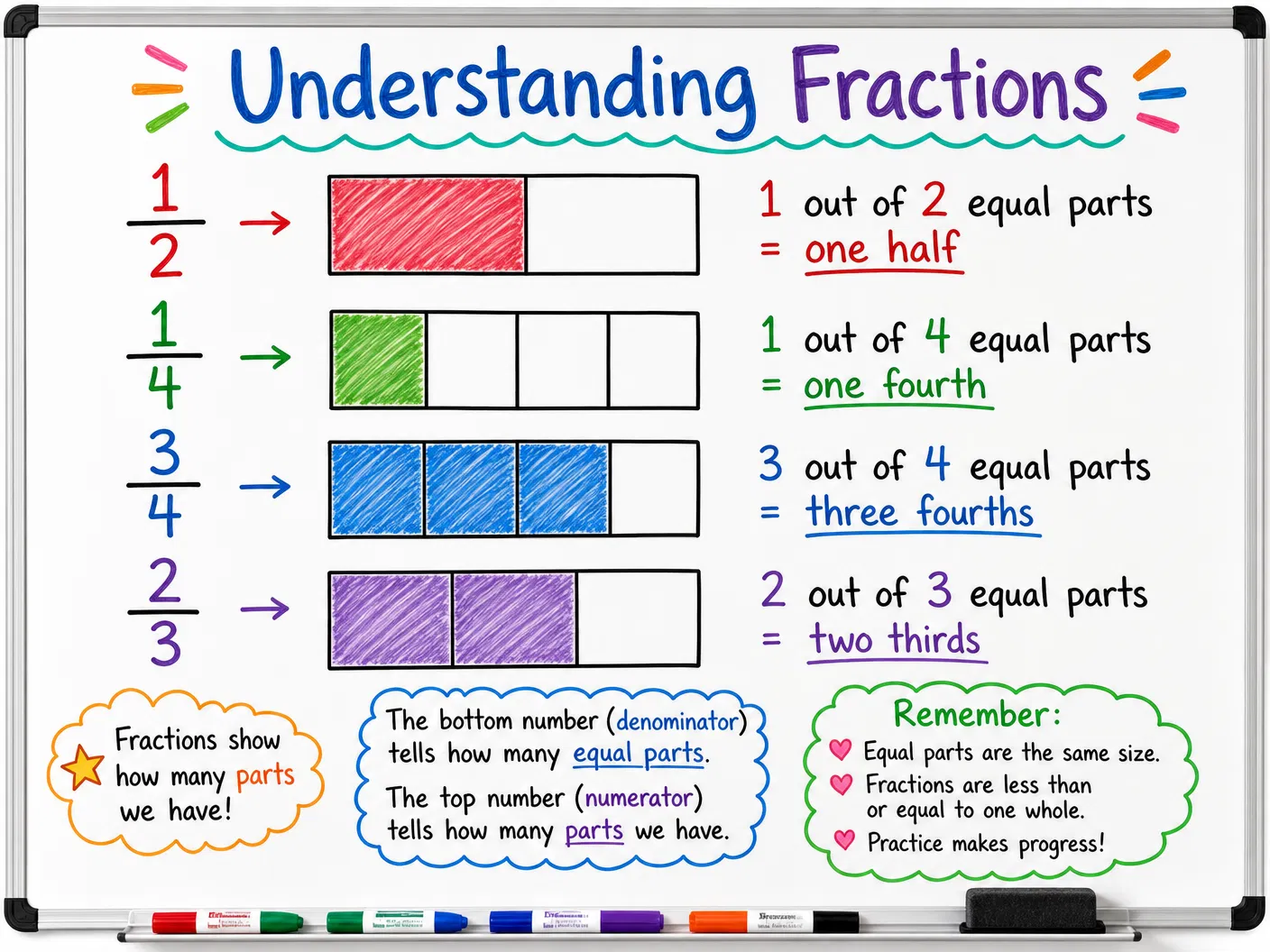 AI-generated Fractions whiteboard visual