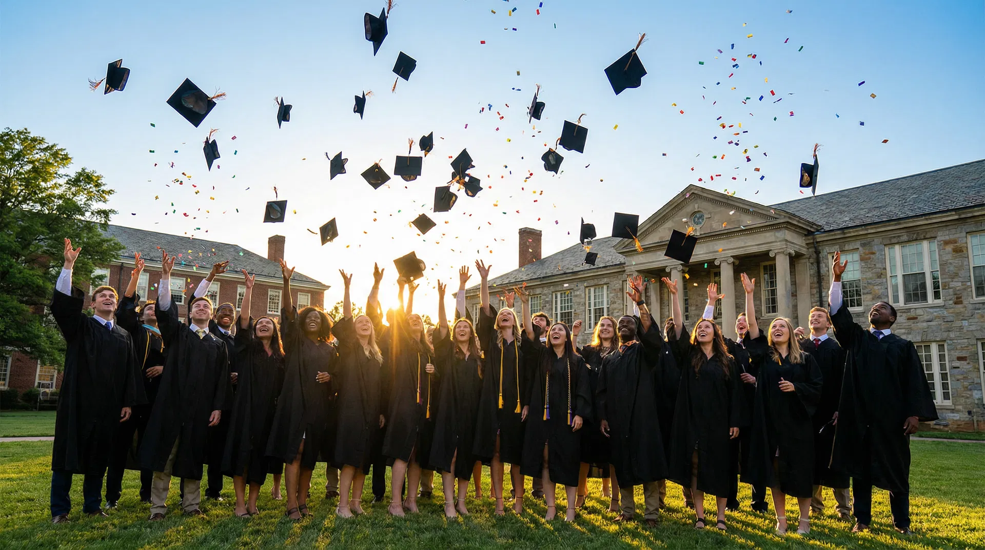 Students celebrating at graduation