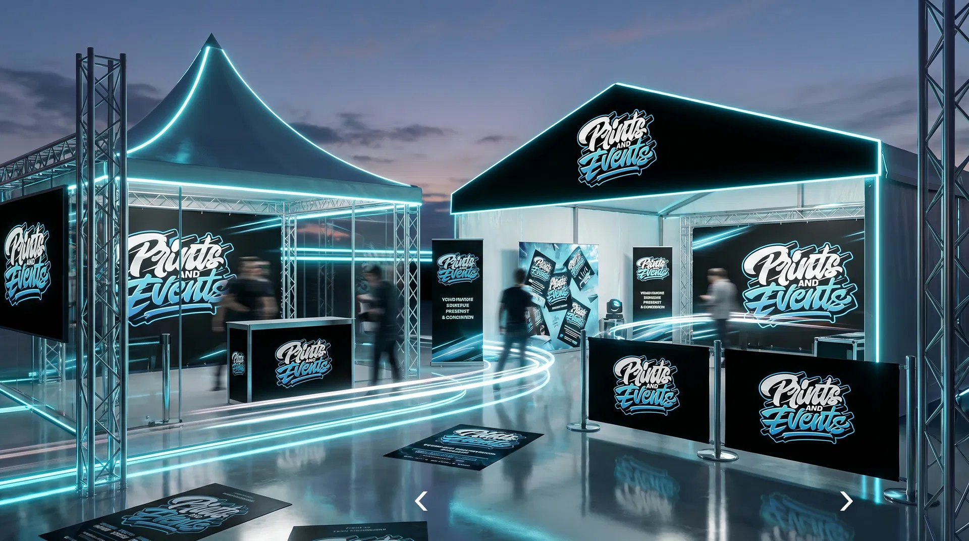 Branded event scene with cyan-lit tents and signage used as a news page hero image.