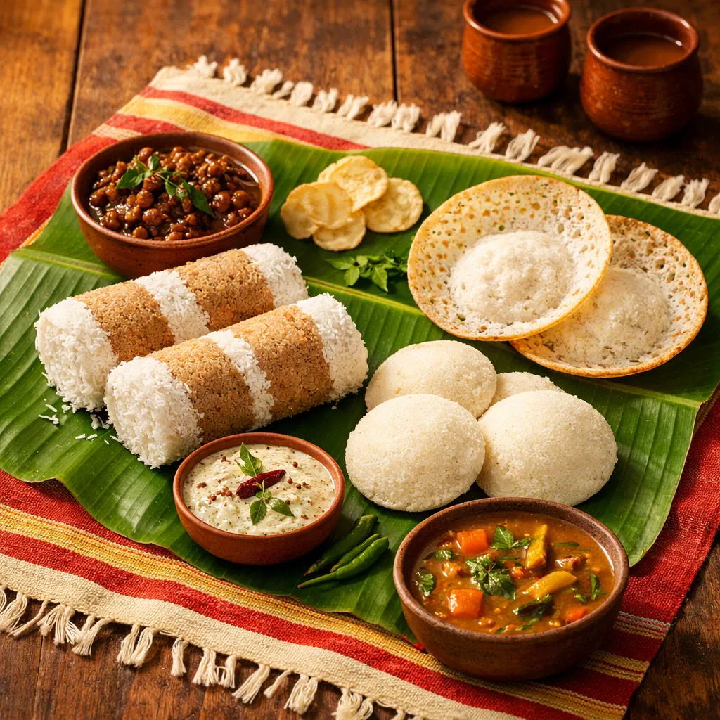 Traditional Kerala breakfast spread