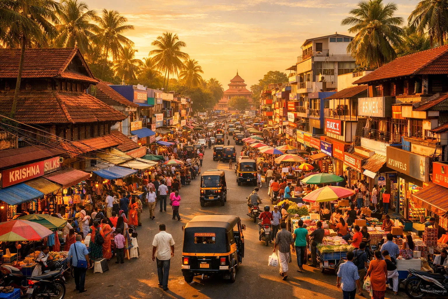 Thrissur city street scene