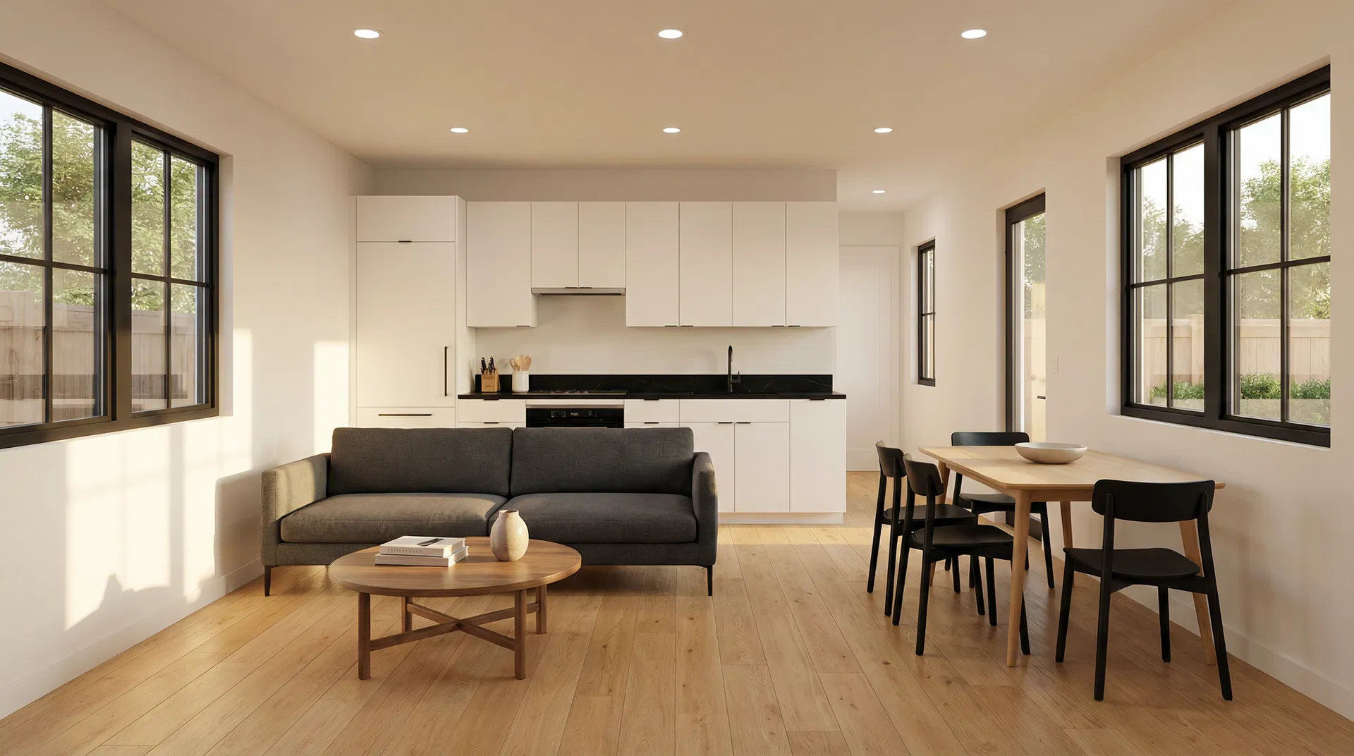 ADU interior — open plan living and kitchen