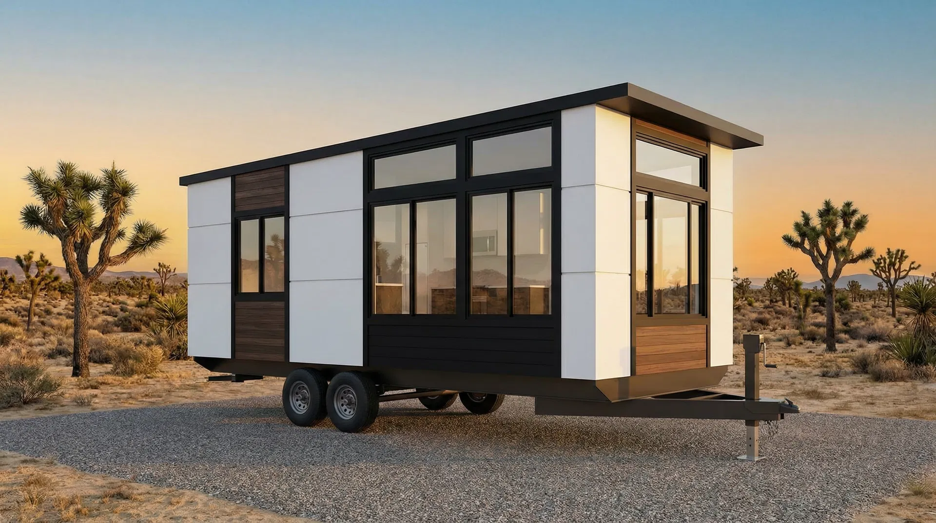 Park Model side elevation — desert landscape