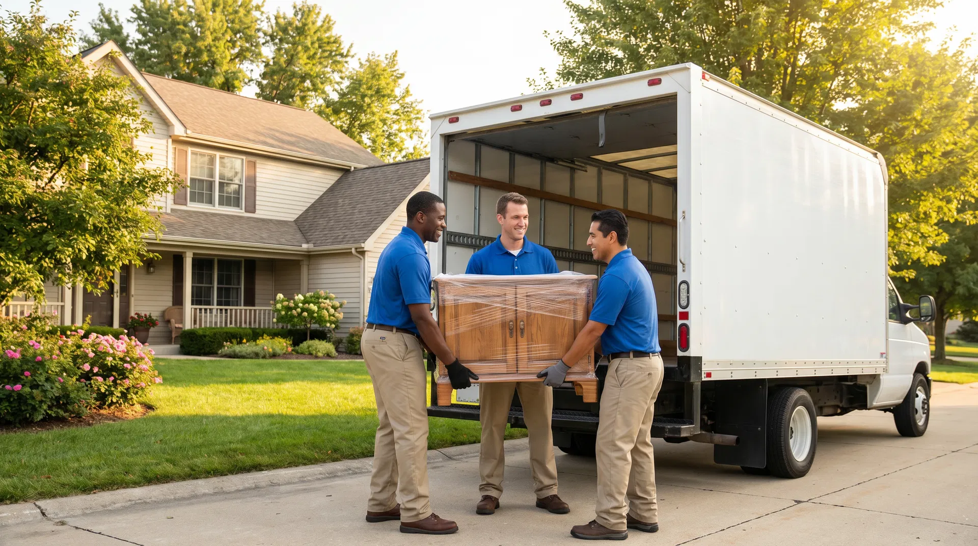 Professional movers loading furniture into a truck