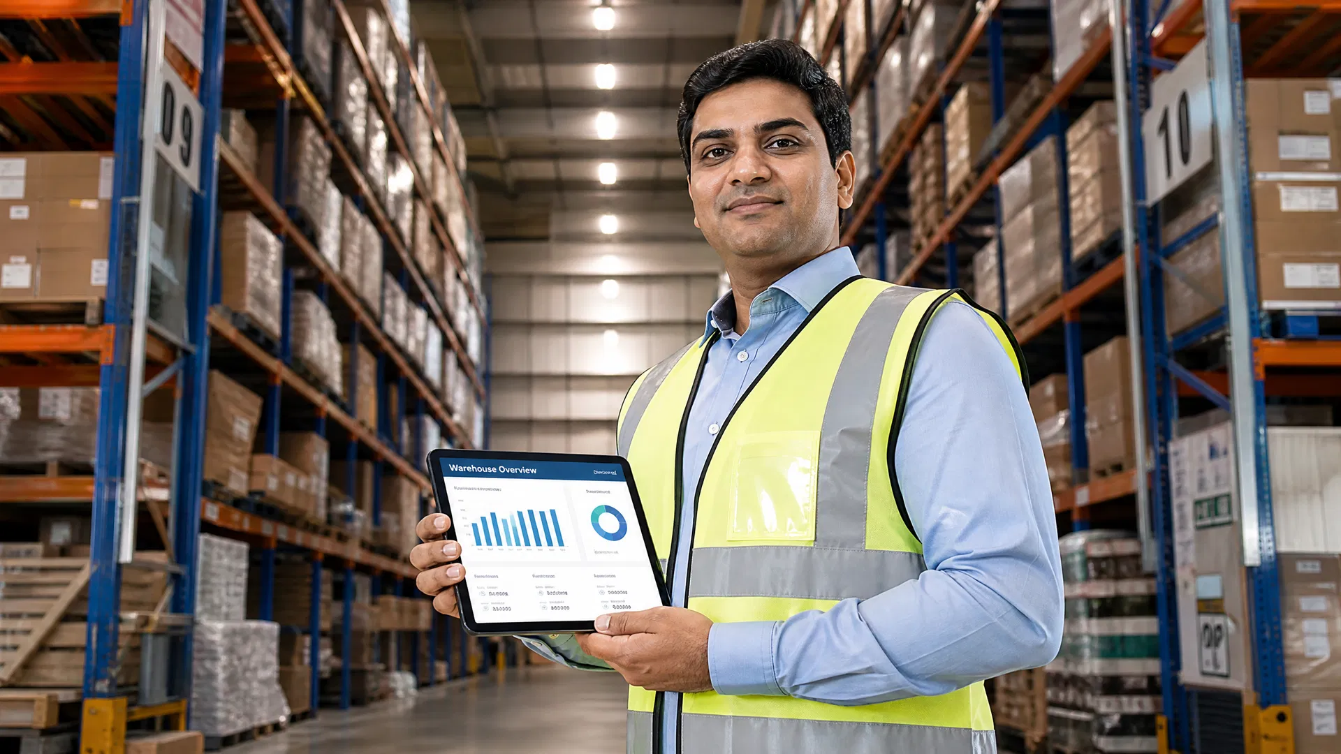 Illustration of warehouse inventory and fulfillment operations
