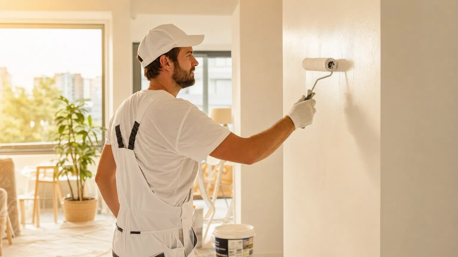 Professioneller Maler bei der Arbeit