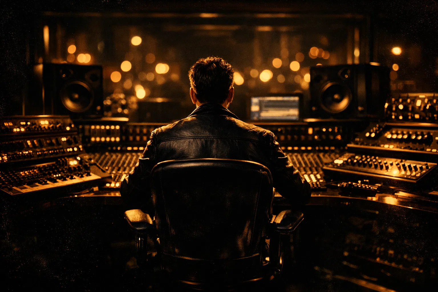 Music producer in a professional recording studio