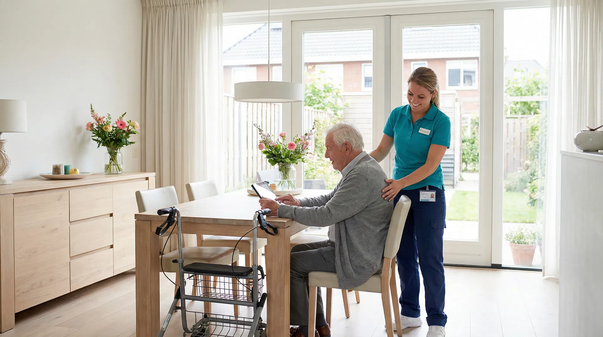 Zorgverlener helpt cliënt