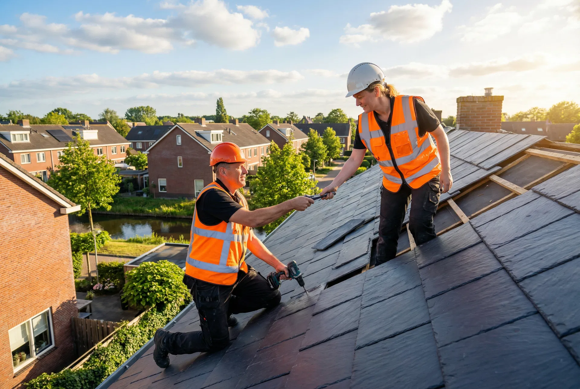 Nero Dakwerken team aan het werk