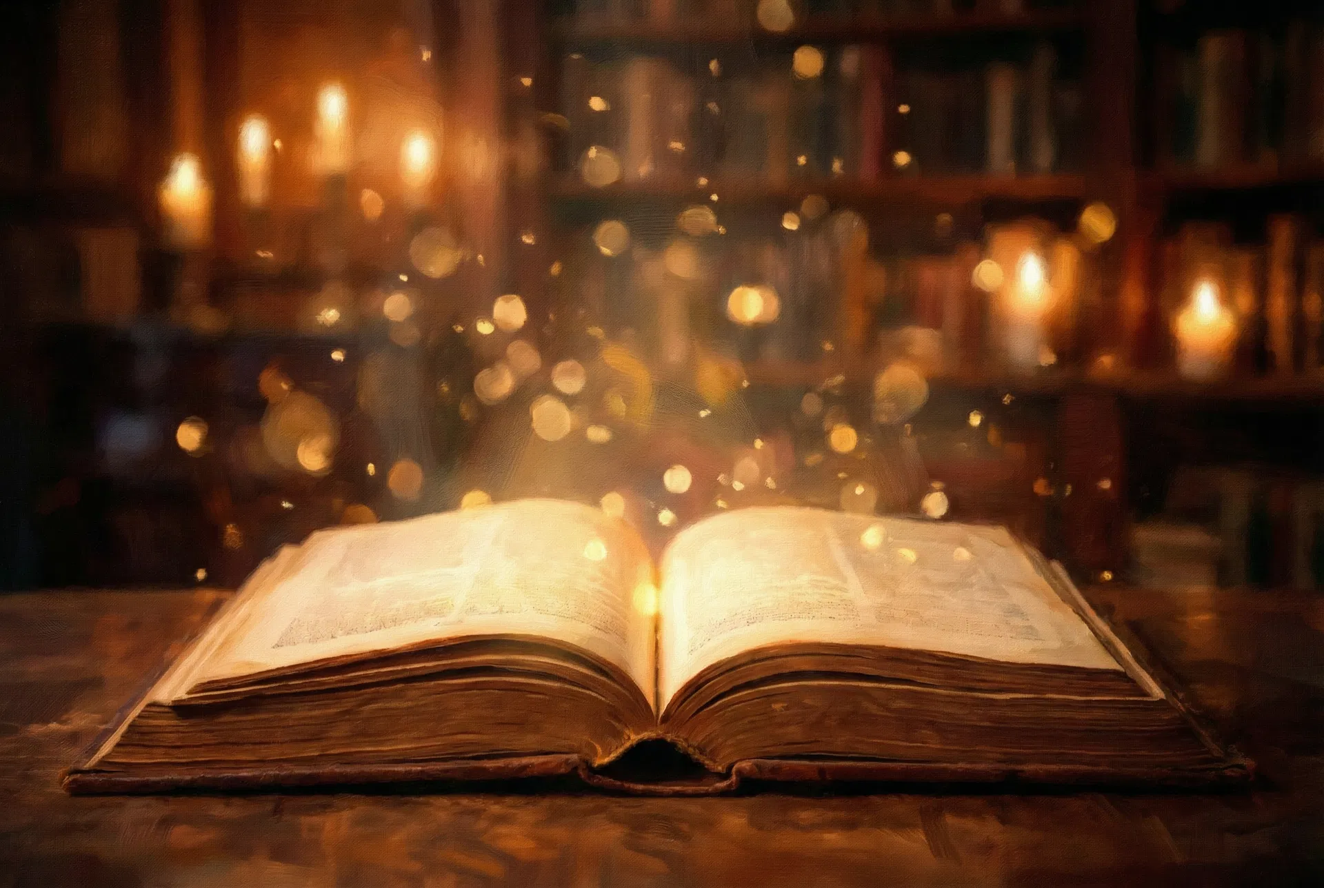 Open Bible with golden light