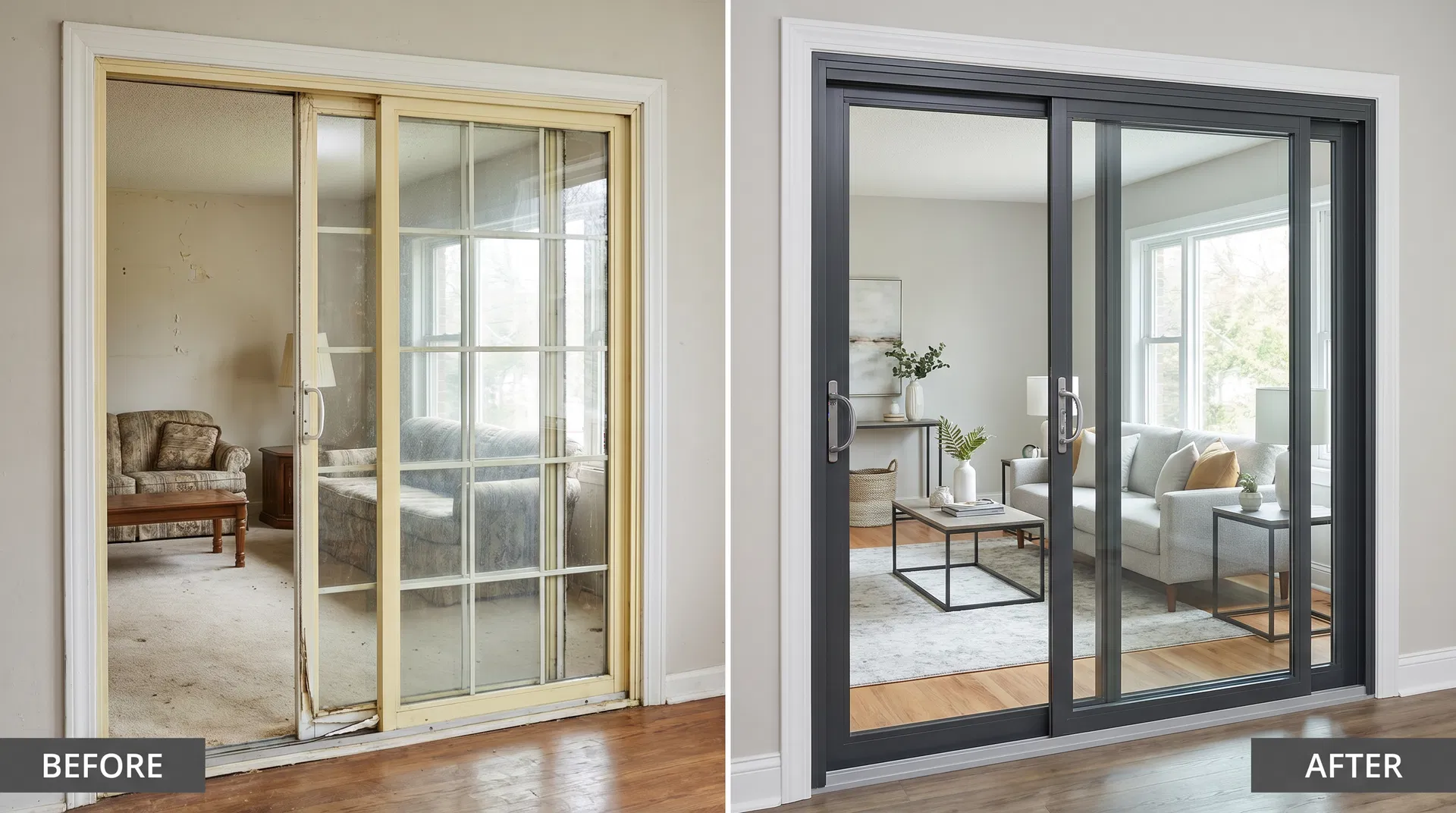 Sliding Door Installation Before and After