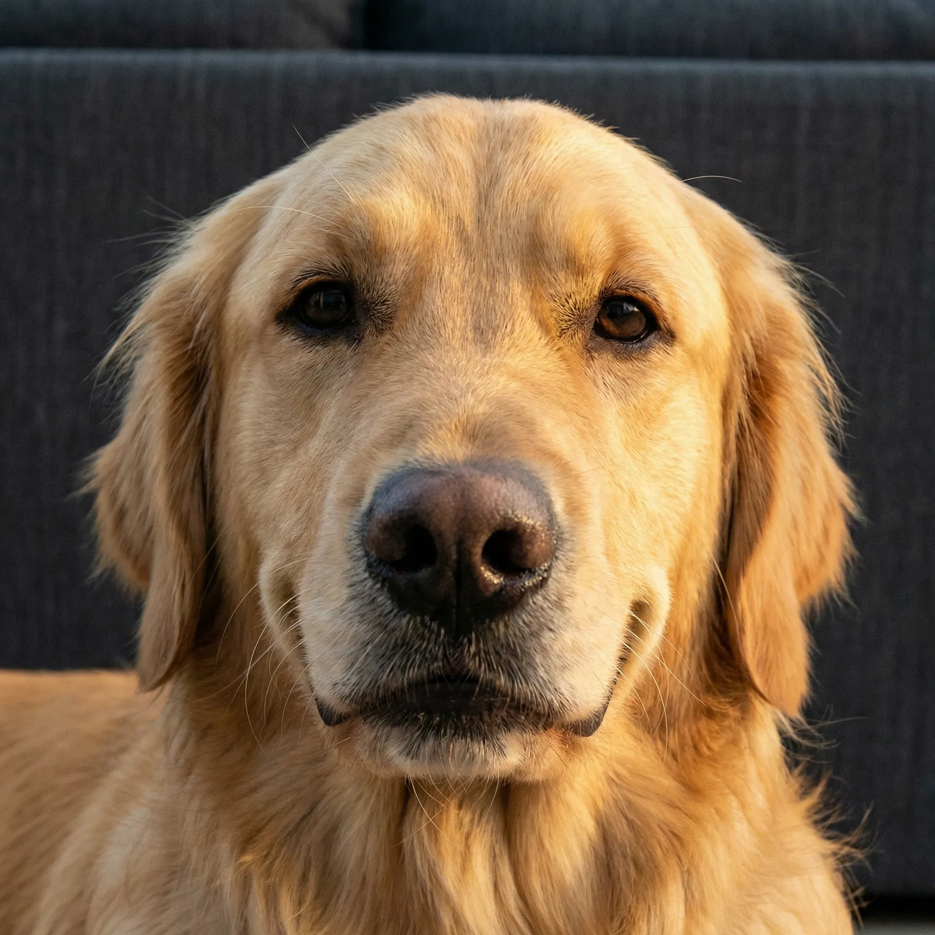A golden dog gazing with pure presence and unconditional love