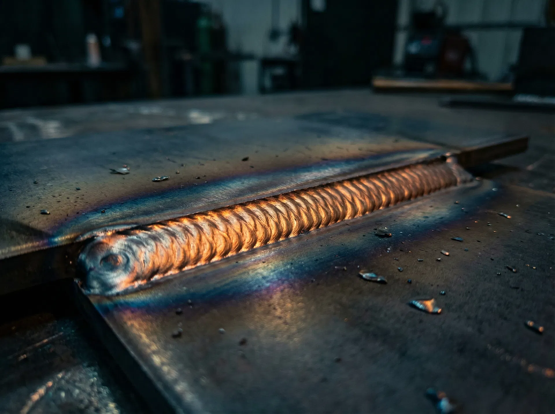 Perfect welding bead closeup