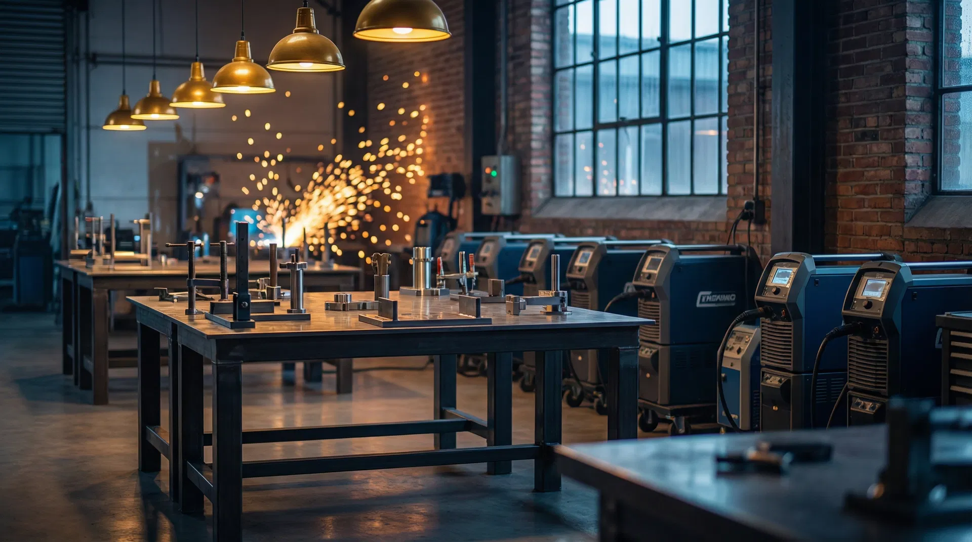 Professional welding workshop interior