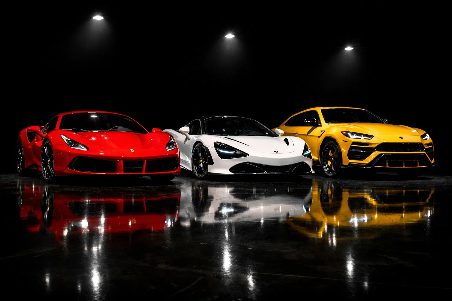 Exotic car fleet — Ferrari, McLaren, Lamborghini