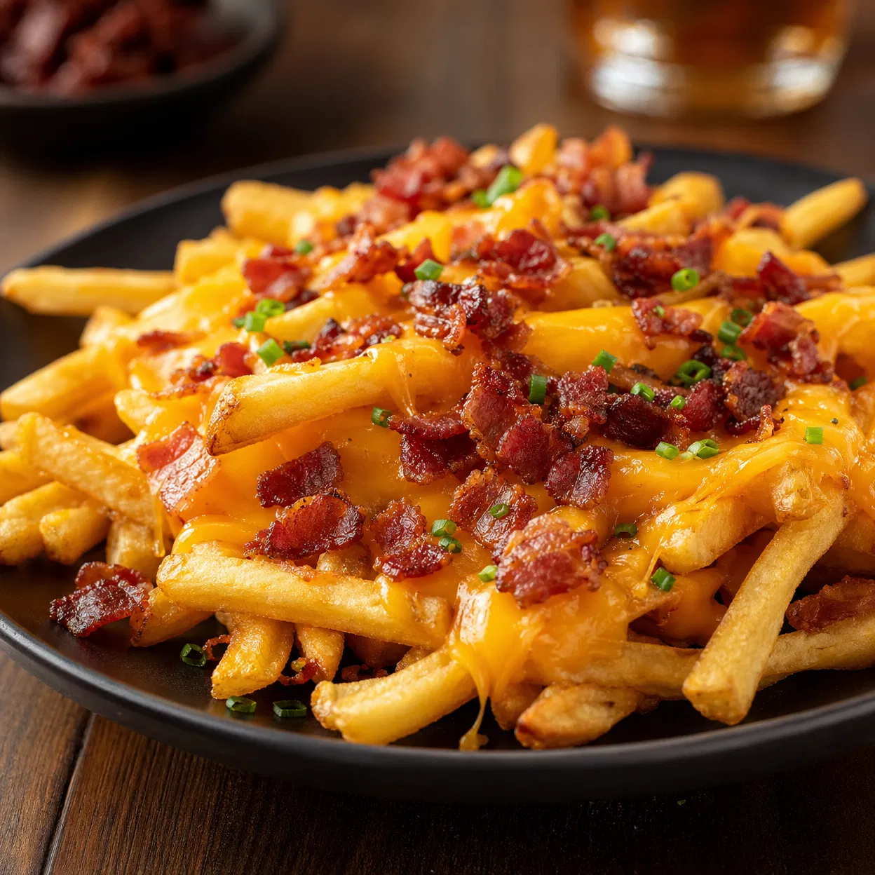 Batata Frita com Cheddar e Bacon