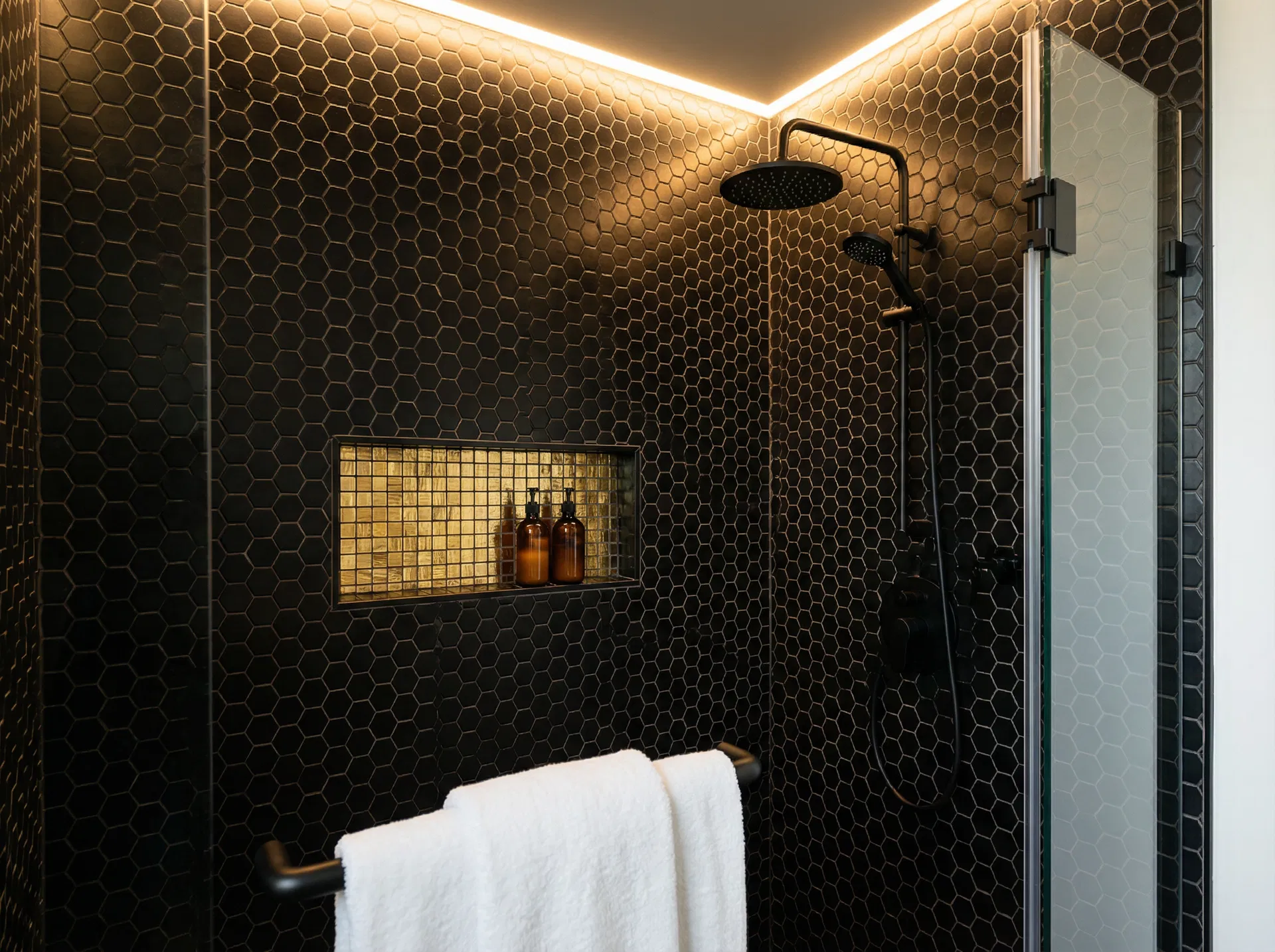 Black Hexagon Shower Feature