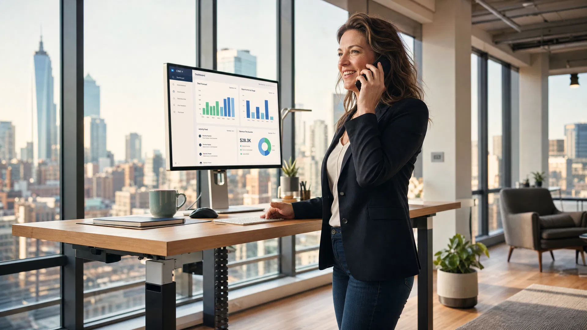 Business professional at standing desk