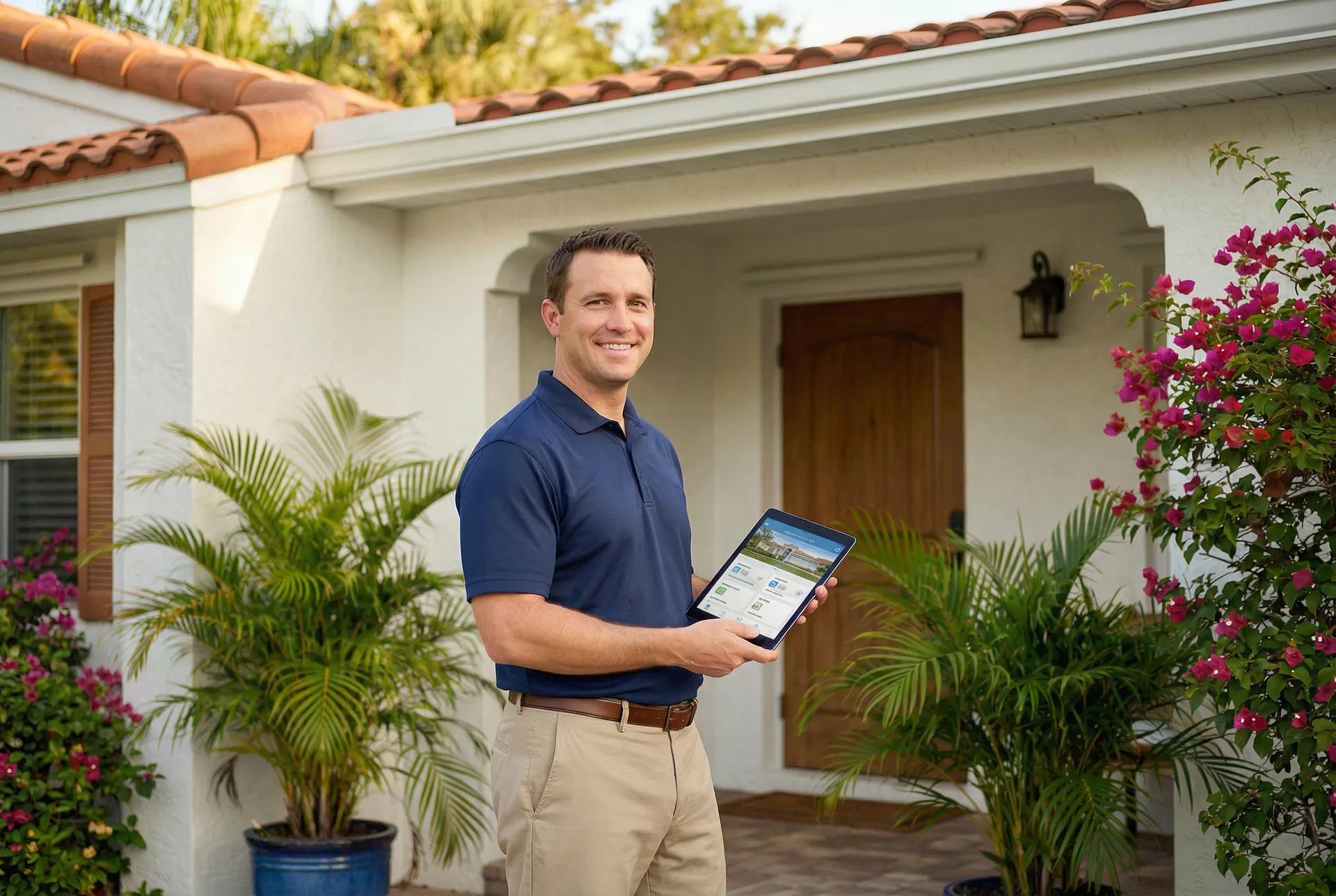 Property manager overseeing home maintenance