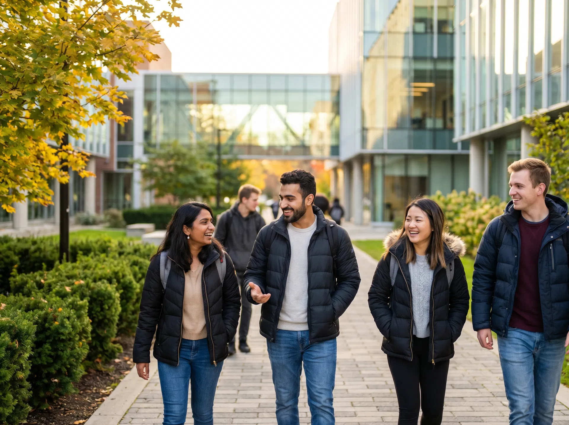 International students on a Canadian college campus