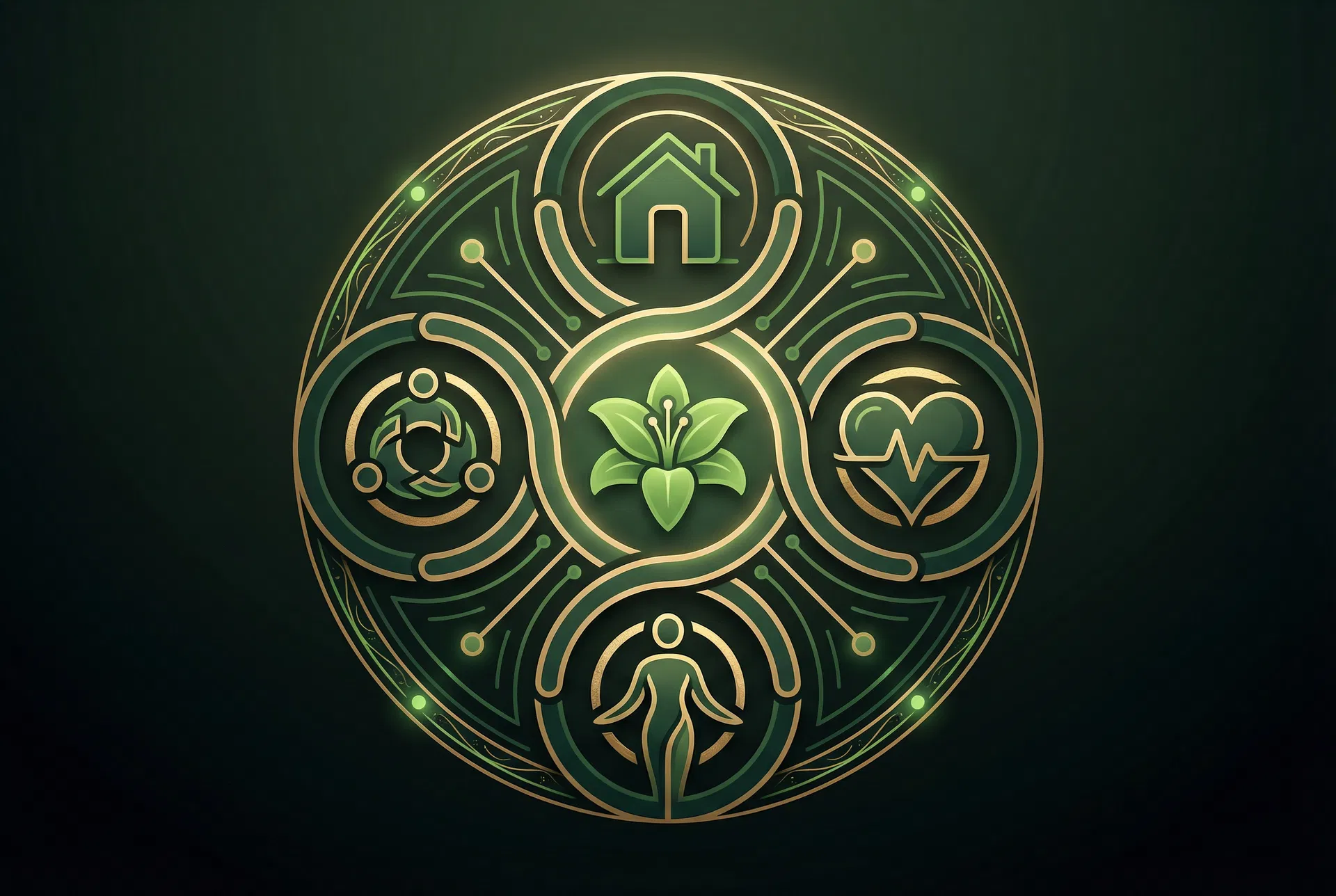 The Geiger Presence-to-Experience Model — four pillars of care centered on a lily