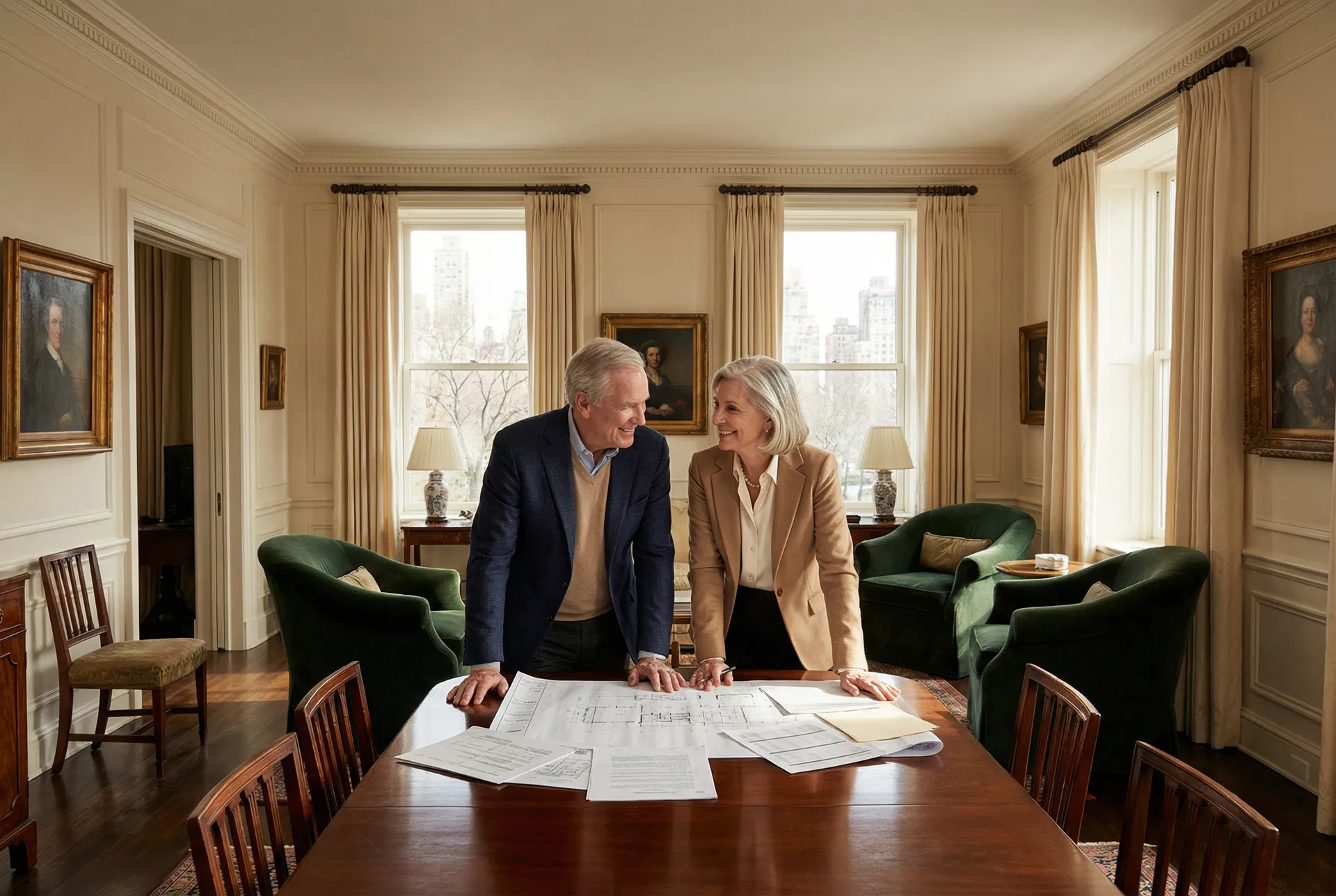 Senior couple reviewing cooperative plans