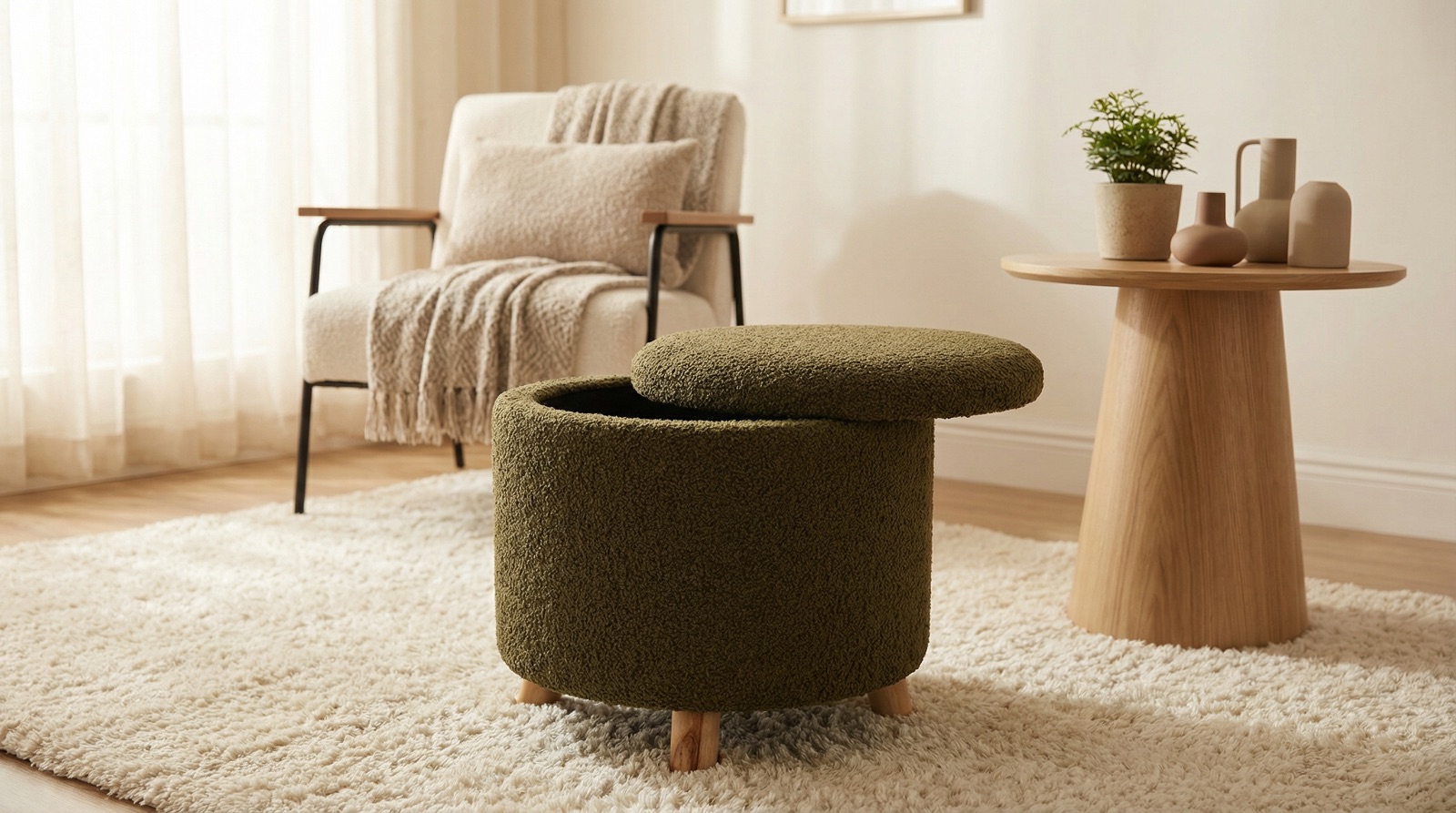 Pouf avec coffre de rangement 