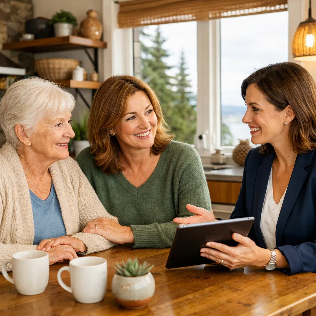 Family meeting with Meridian Homecare coordinator