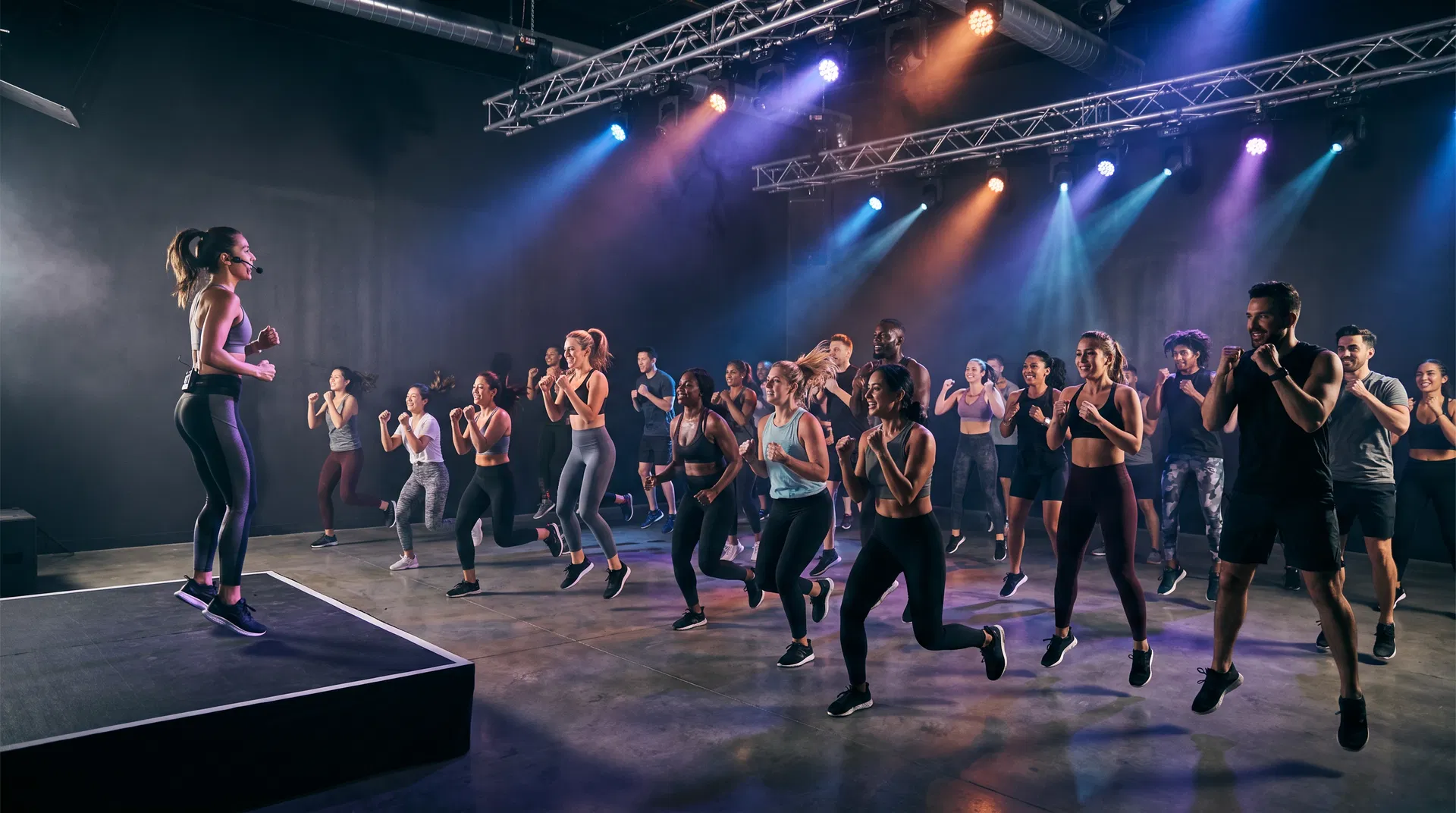 Group fitness class led by Breeze Williams