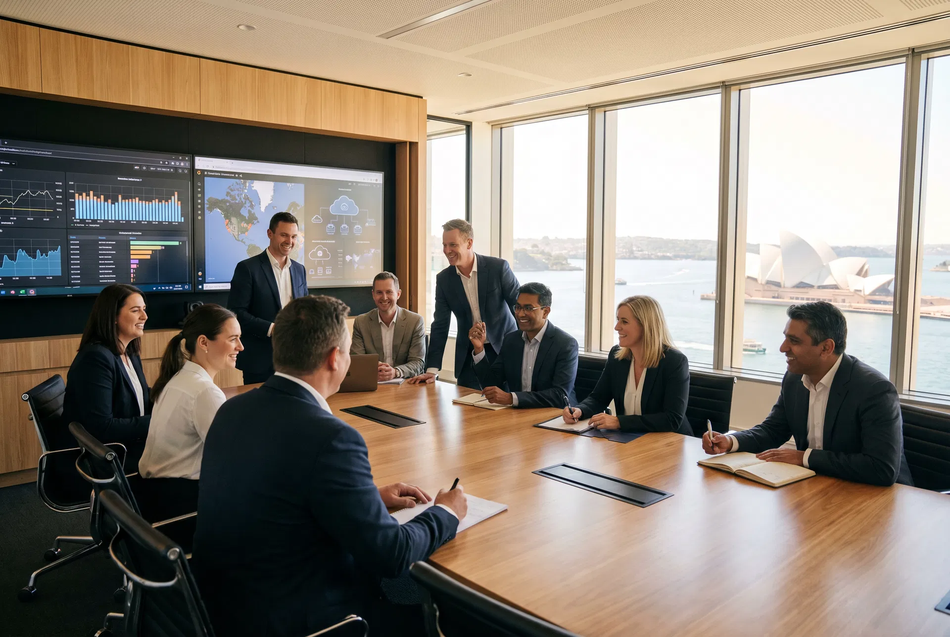 Cochlear team reviewing architecture dashboards
