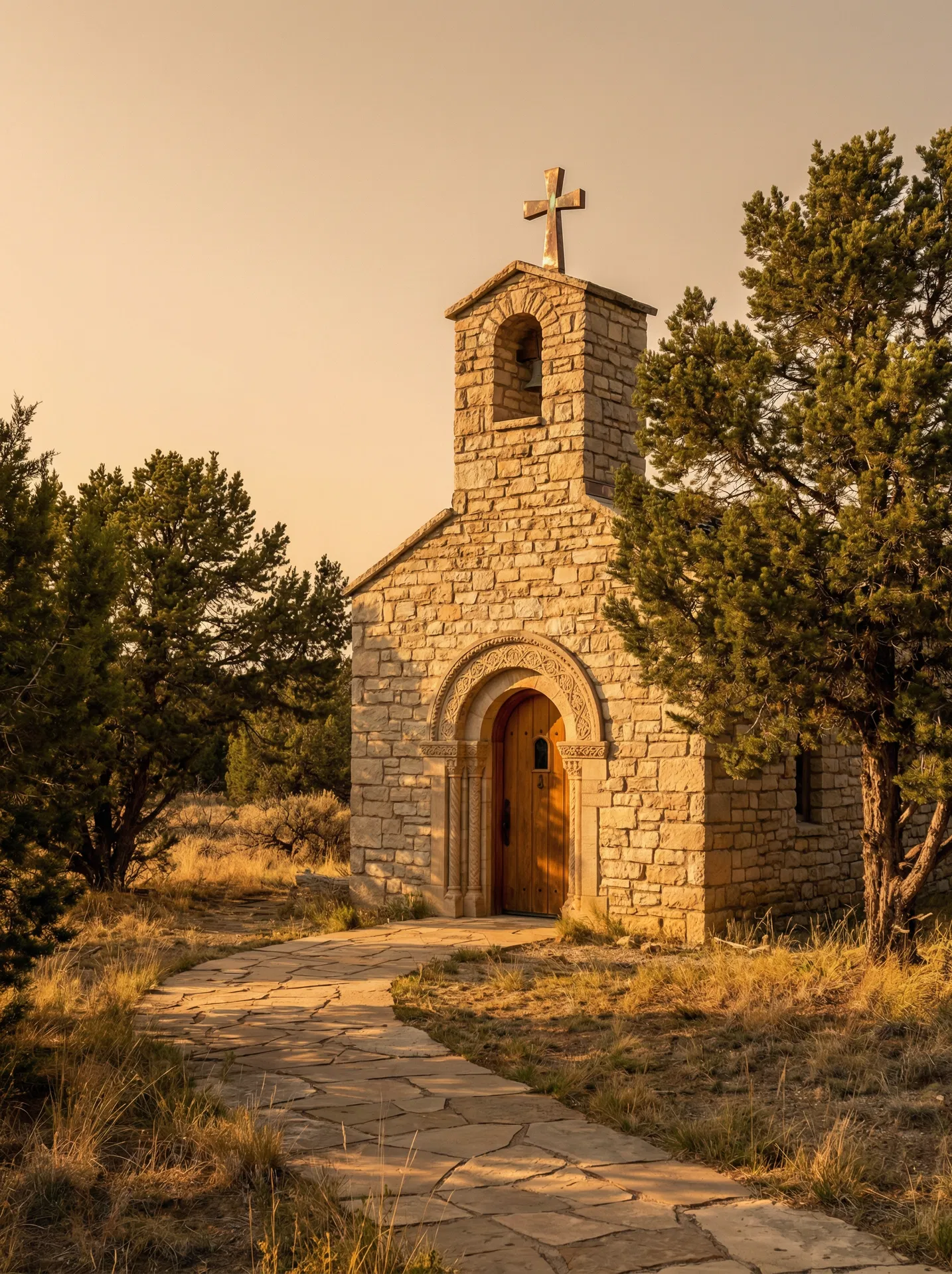 Traditional stone chapel in the American West