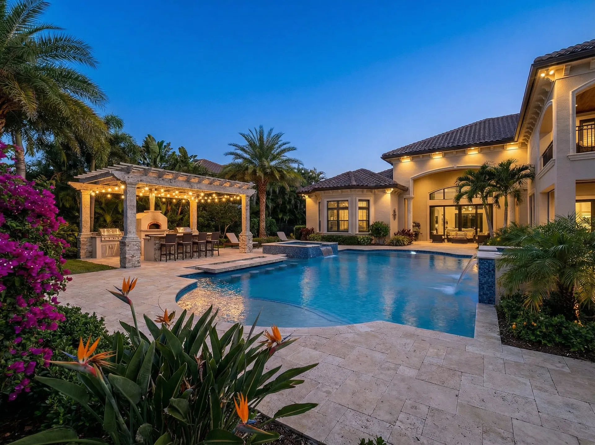 Luxury outdoor living space by Hogan Landscapes