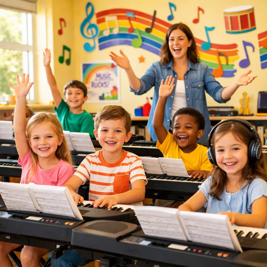 Children enjoying Piano Express group lessons