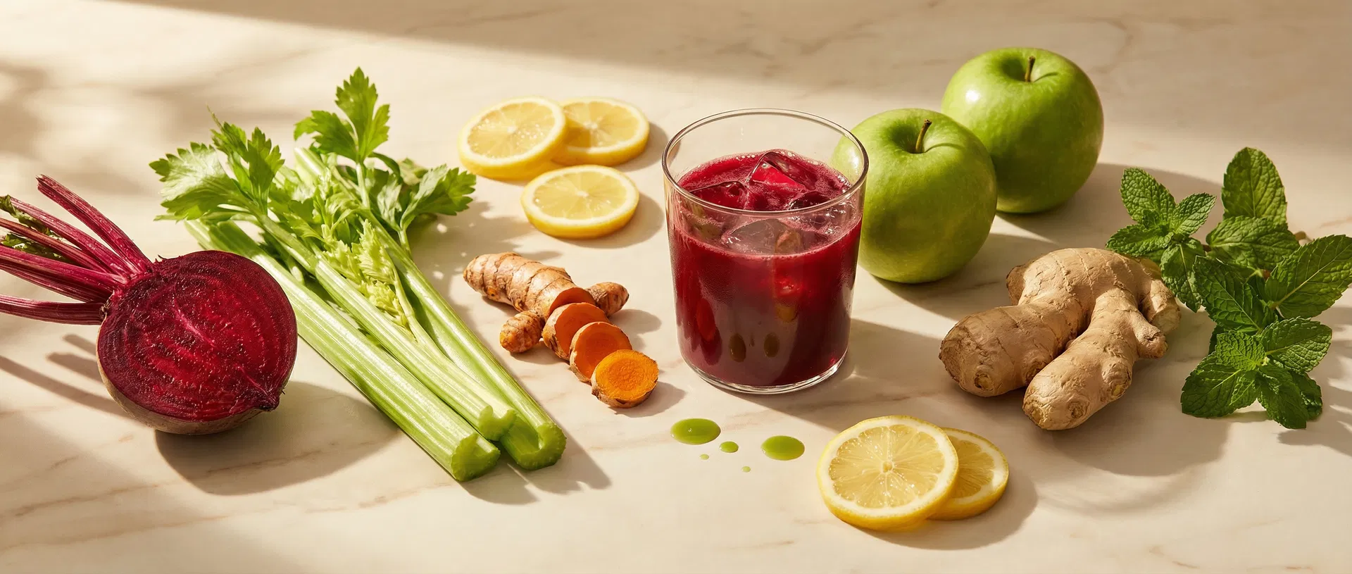 Fresh organic ingredients used in our juices