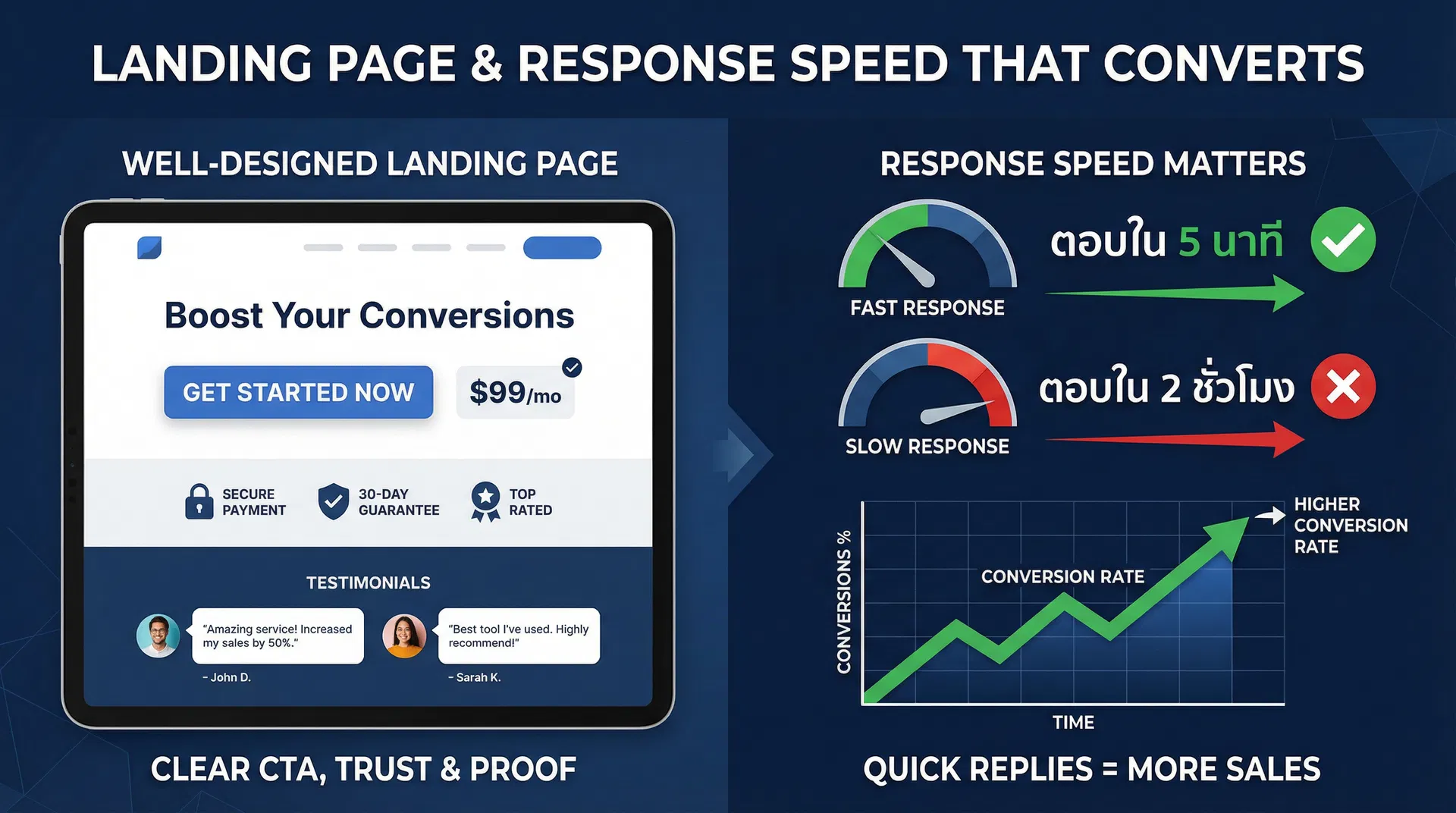 Landing Page และความเร็วในการตอบแชทที่ส่งผลต่อ Conversion
