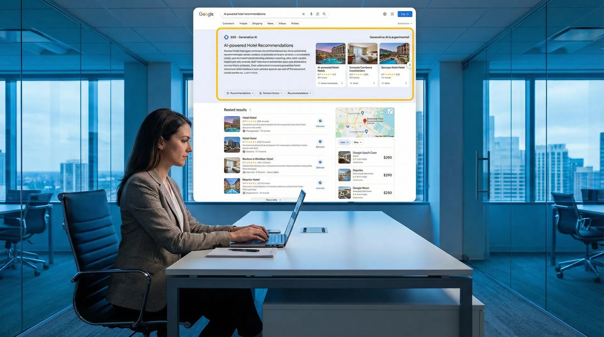 Google SGE แสดงผลการค้นหาโรงแรมด้วย AI Overview