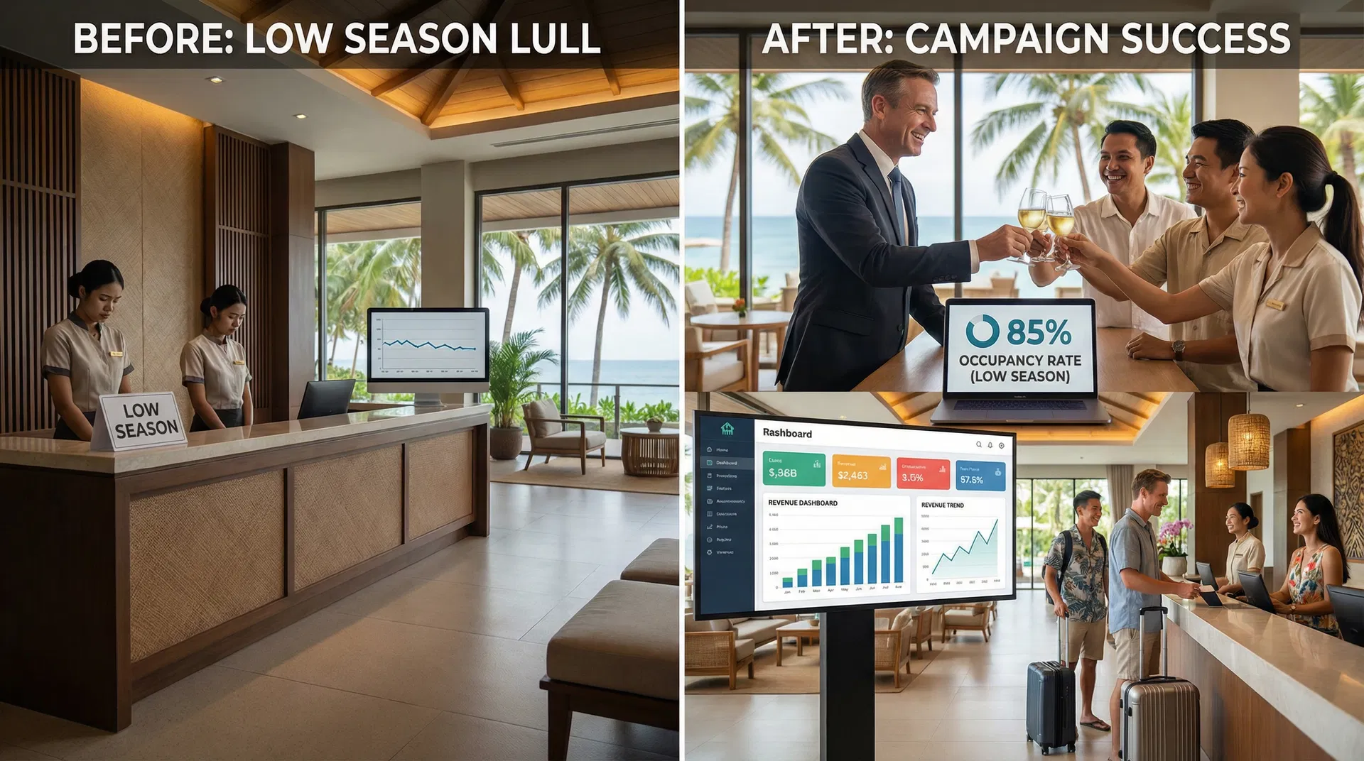 ผลลัพธ์โรงแรมภูเก็ตที่ใช้กลยุทธ์ Low Season Marketing Occupancy Rate 85%