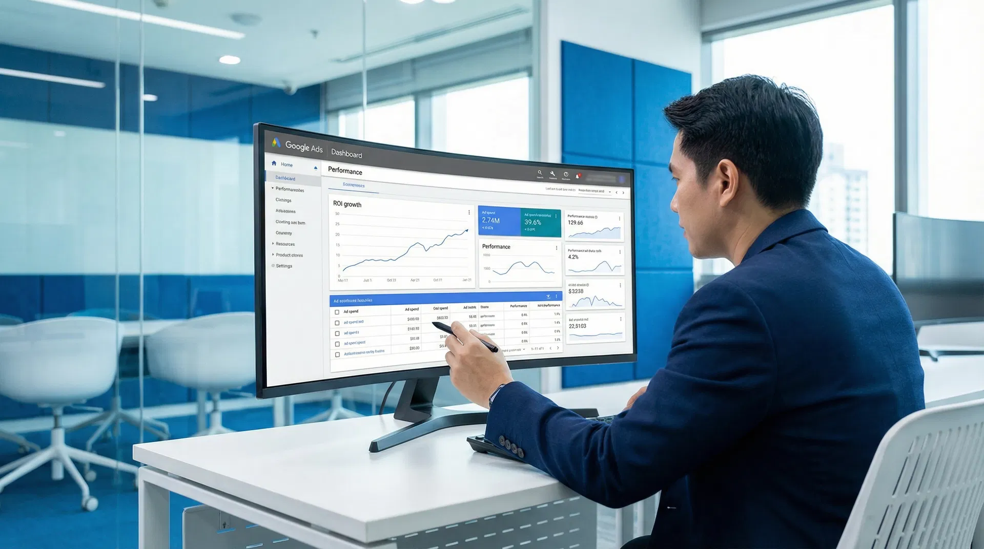 นักการตลาดวิเคราะห์ Google Ads Dashboard