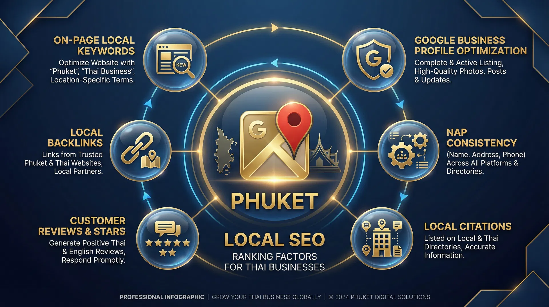 ปัจจัยสำคัญของ Local SEO สำหรับธุรกิจภูเก็ต Google Business Profile NAP Citations Reviews
