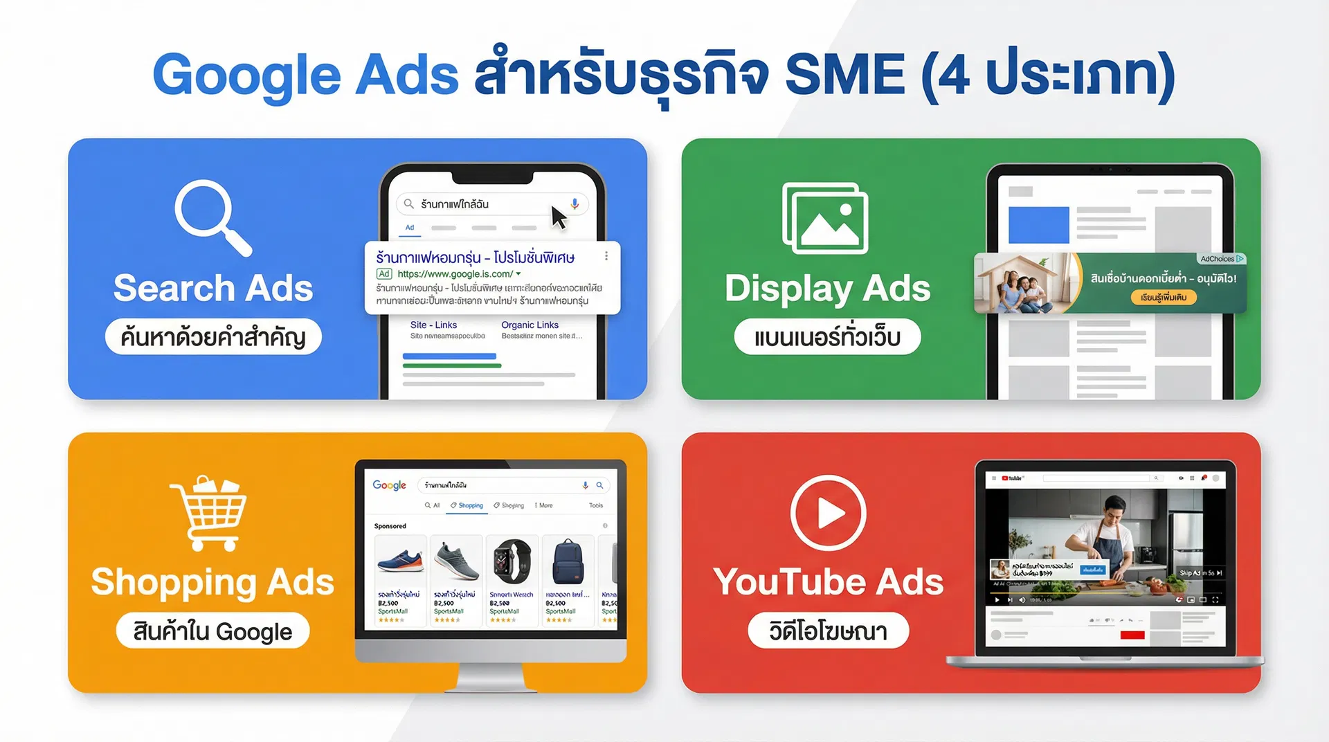 Google Ads 4 ประเภทสำหรับธุรกิจ SME