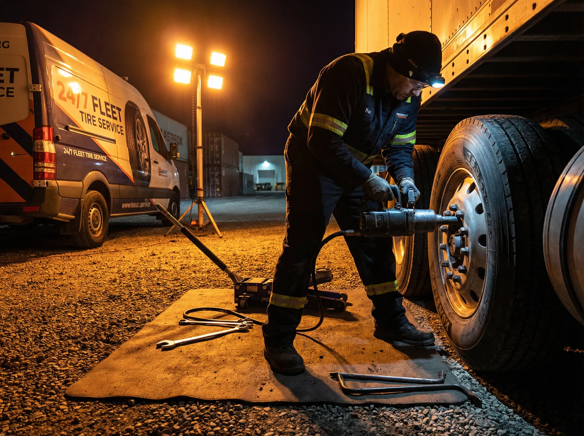 TireAid mobile tire technician at work