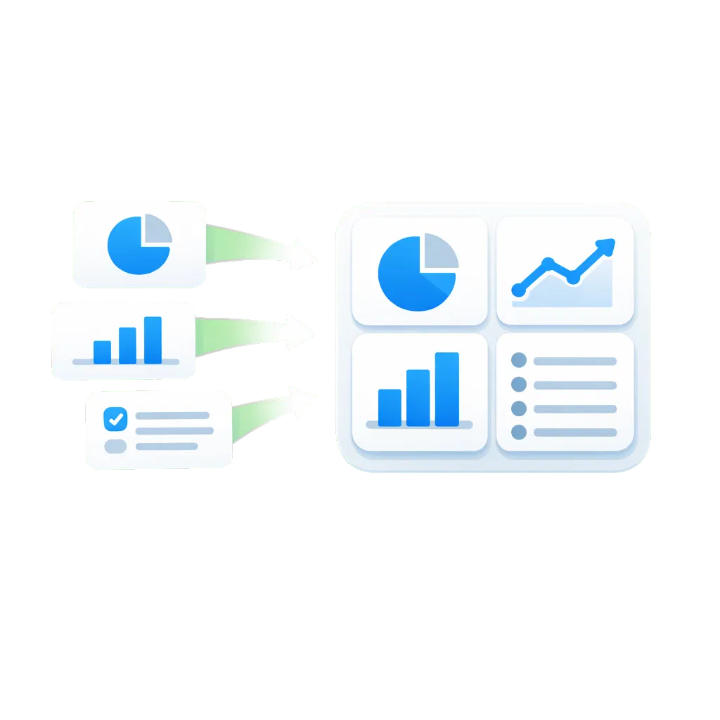 Data being organized into a clean dashboard