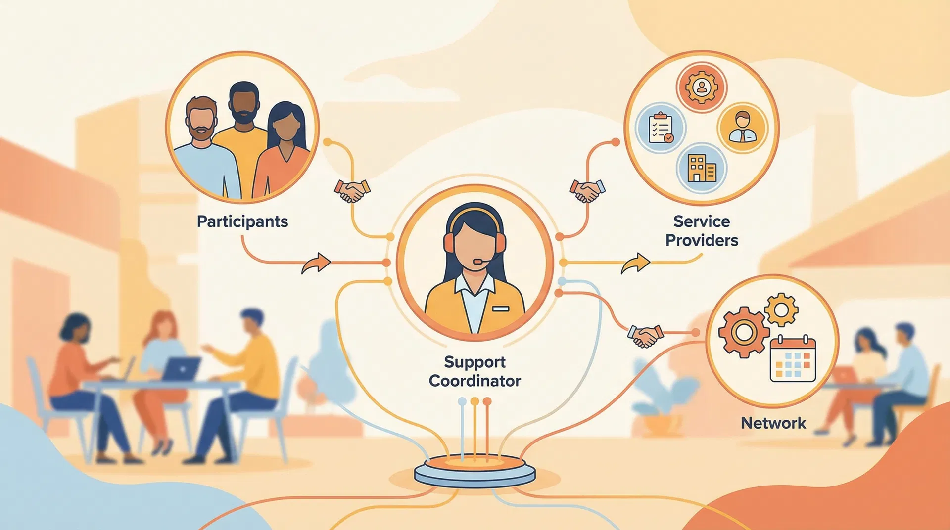 Support coordinator connecting participants with service providers
