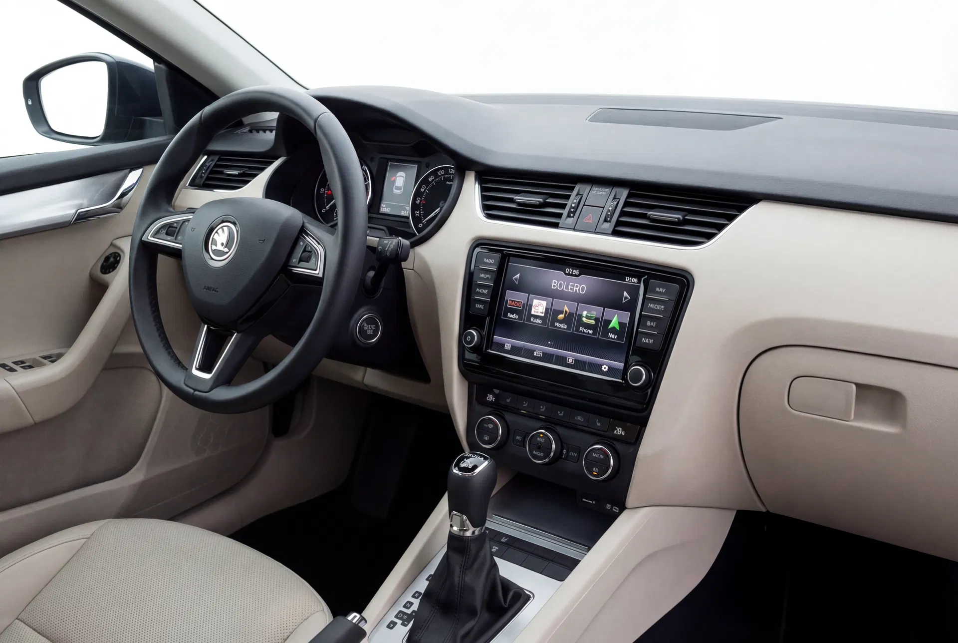 Skoda Octavia interior showing the Bolero infotainment system with touchscreen