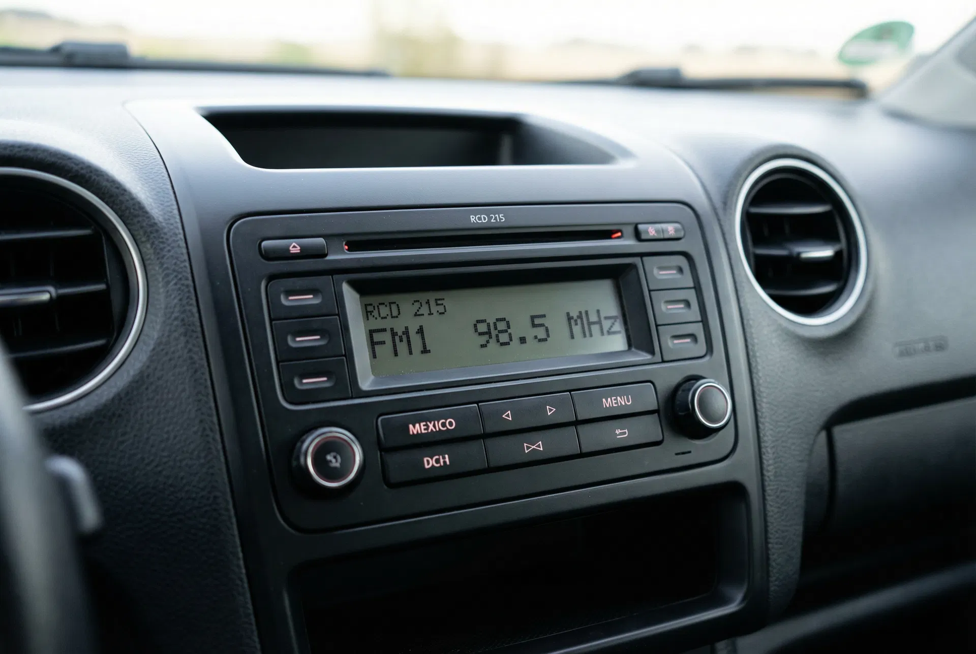 Volkswagen Polo dashboard showing the RCD 215 factory radio unit