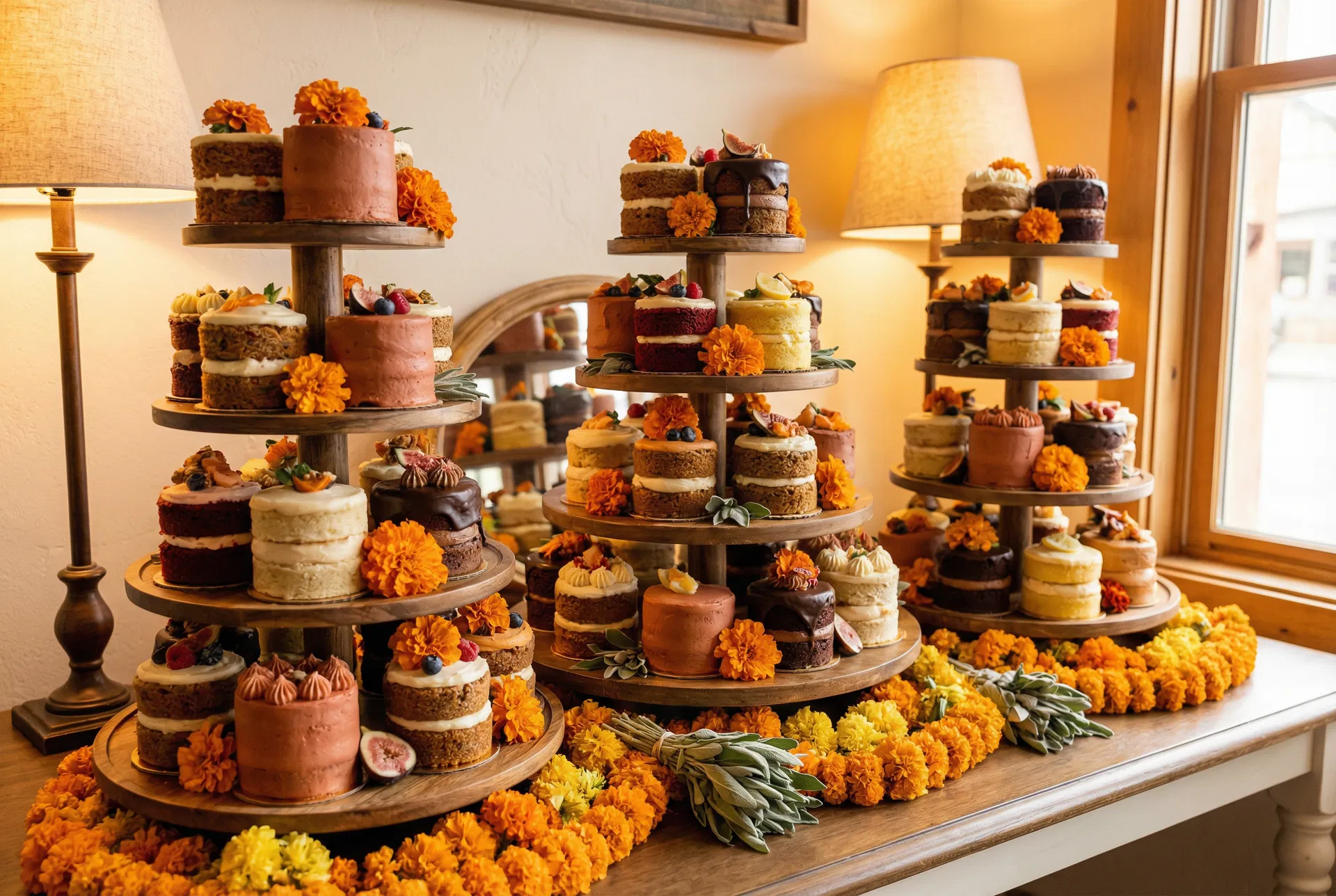 Whimsical homemade mini cakes in various flavors at a Sweet & Sassy Party Planner dessert bar in East El Paso TX