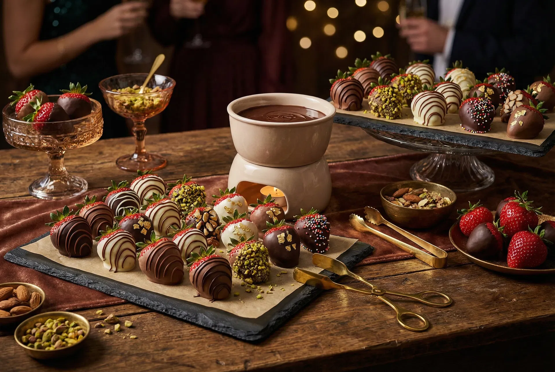Elegant chocolate-dipped strawberries at a Sweet & Sassy Party Planner quinceañera in Northeast El Paso, TX
