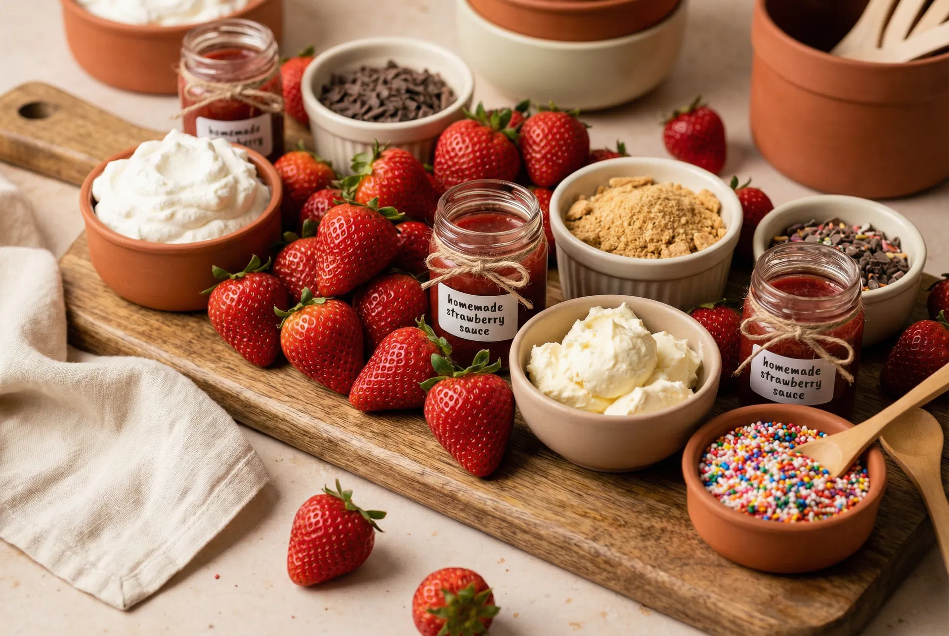 Fresh ripe strawberries with homemade whipped cream served at a Sweet & Sassy Party Planner event near UTEP, El Paso TX