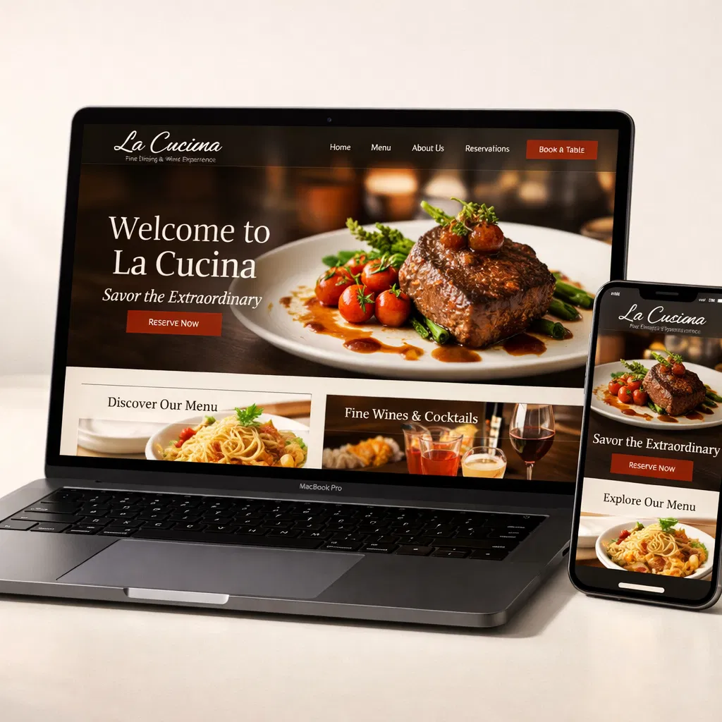 Example client website on laptop and phone